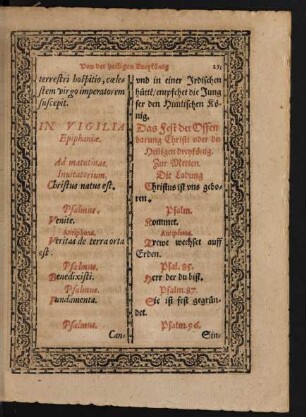In Vigilia Epiphaniae. Das Fest der Offenbarung Christi oder der Heiligen dreykönig.