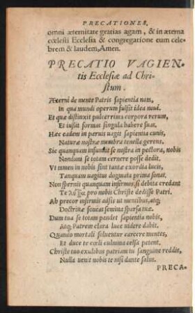 Precatio Vagientis Ecclesiae ad Christum.