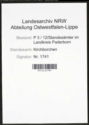 Heiratsregister Standesamt Kirchborchen