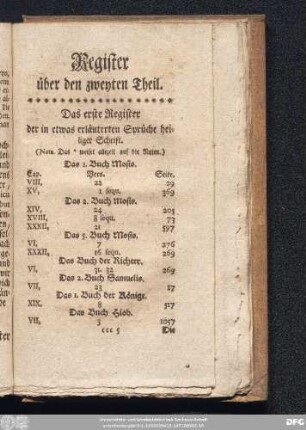 Register über den zweyten Theil.