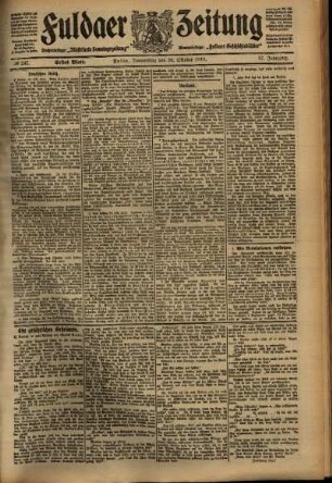 Erste Ausgabe vom Donnerstag, den 20. Oktober 1910.