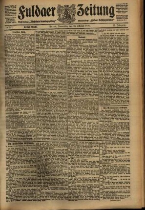 Erste Ausgabe vom Donnerstag, den 20. Oktober 1910.