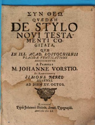 Quaedam de stylo novi testamenti cogitata
