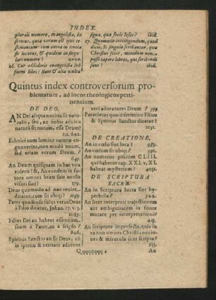 Quintus index controversorum problematum