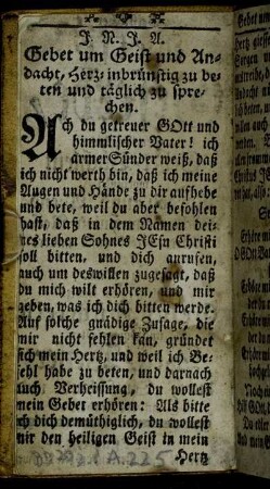 Gebet um Geist und Andacht.
