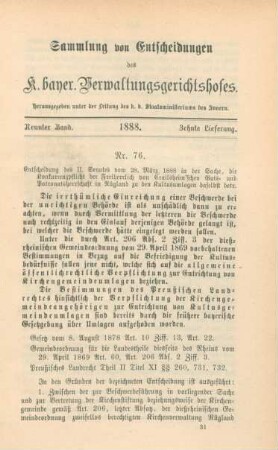 Neunter Band. 1888. Zehnte Lieferung. - Nr. 76. - Nr. 83.