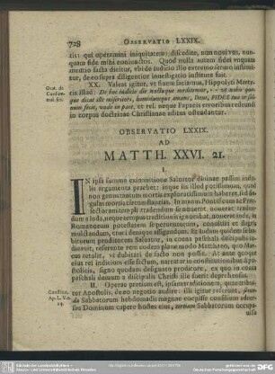 Observatio LXXIX. Ad Matth. XXVI. 21.