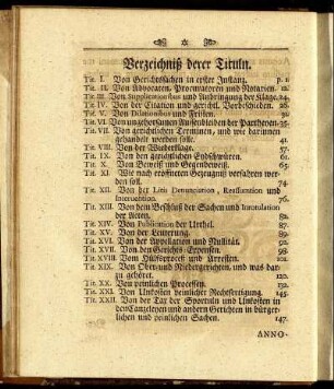 Verzeichniß derer Tituln.