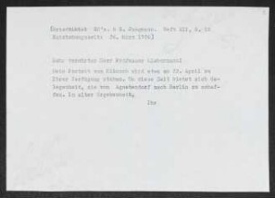 Brief von Gerhart Hauptmann an Max Liebermann