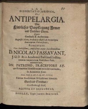 Dissertatio Iuridica, De Antipelargia