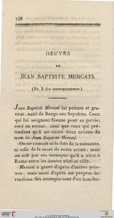 Oeuvre de Jean Baptiste Mercati