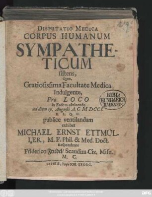 Disputatio Medica Corpus Humanum Sympatheticum sistens