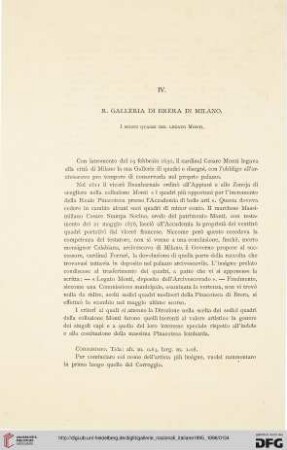 3.1895/96: R. Galleria di Brera in Milano : i sedici quadri del legato Monti