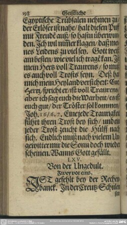 LXV. Von der Ungedult