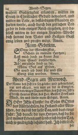 Abend-Segen am Mittwoch