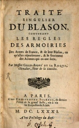 Traité singulier du blason