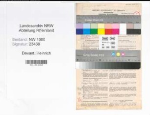 Entnazifizierung Heinrich Devant, geb. 29.06.1878 (Kaufm.Angest.)