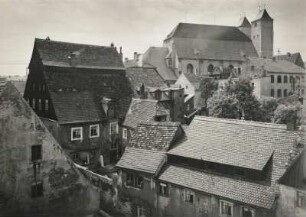 Freiberg (Sachsen), Kirche St. Nicolai, von der Färbergasse aus gesehen