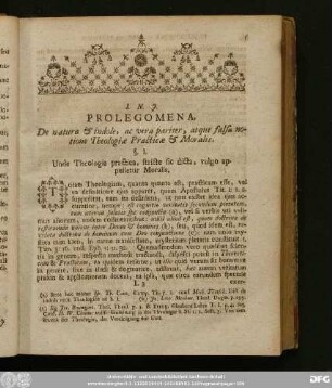 Prolegomena, De natura & indole, ac vera pariter, atque falsa notione Theologiae Practicae & Moralis.