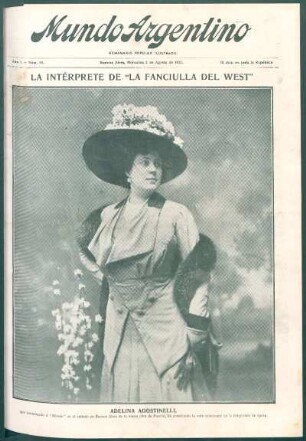 La intérprete de "La Fanciulla del West" [Fotografía] : Adelina Agostinelli