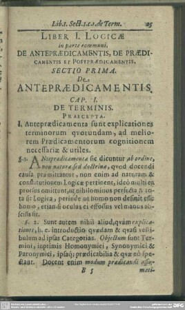 Liber I. Logicae in pare communi, De Antepraedicamentis, De Praedicamentis Et Postpraedicamentis
