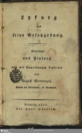 Lykurg und seine Gesetzgebung