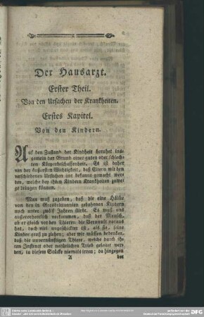 Erster Theil. Von den Ursachen der Krankheiten