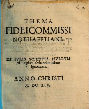 Thema Fideicommissi Nothafftiani