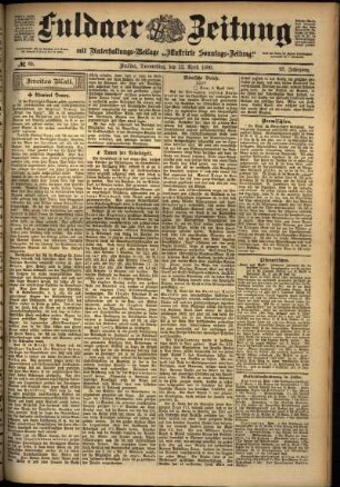 Zweite Ausgabe vom Donnerstag, den 12. April 1900.