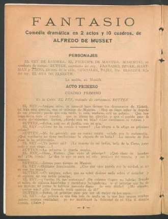 1922004200: Fantasio : comedia dramática en 2 actos y 10 cuadros