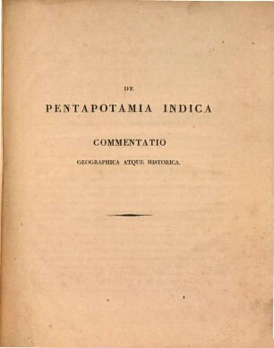 Christiani Lassenii, Norvagi, Commentatio Geographica Atque Historica De Pentapotamia Indica