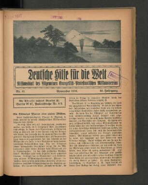 Nr. 11. November 1916. 32. Jahrgang