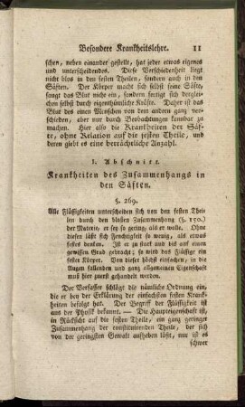 I. Abschnitt. Krankheiten des Zusammenhangs in den Säften