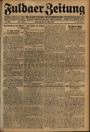 Erste Ausgabe vom Samstag, den 08. Mai 1915.