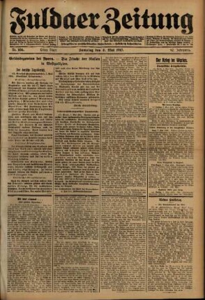 Erste Ausgabe vom Samstag, den 08. Mai 1915.