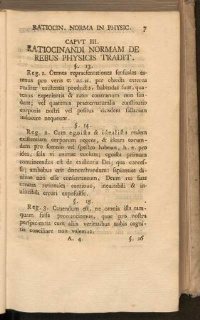 Caput III. Ratiocinandi Normam De Rebus Physicis Tradit