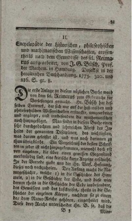 Encyclopädie der historischen, philosophischen und mathematischen Wissenschaften.