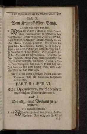 Liber VI. Von Operationen, welche bey dem männlichen Glied vorkommen.