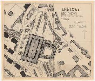 Gesamtbebauungsplan Ankara Teilbebauungsplan Altstadt: Lageplan Altstadt, Freilegung des alten Basars 1:500