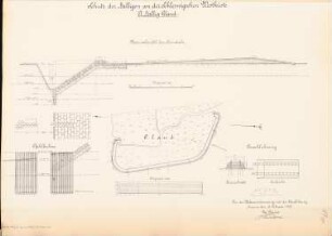 Schutz der Halligen an der Schleswigschen Westküste: Hallig Oland: Lagepläne 1:2500, Schnitte 1:50