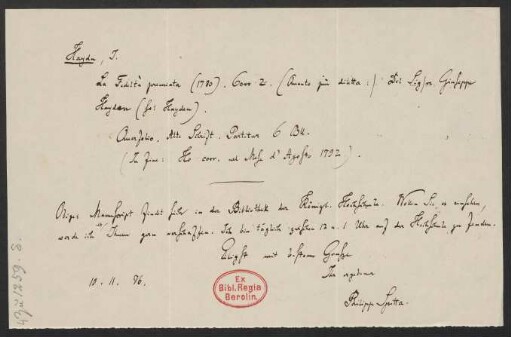 Brief an Friedrich Wilhelm Jähns : 10.11.1876
