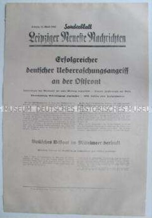 Sonderblatt der "Leipziger Neuesten Nachrichten" zum Kriegsverlauf an der Ostfront