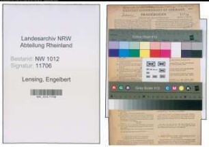 Entnazifizierung Engelbert Lensing , geb. 19.07.1883 (Baecker)