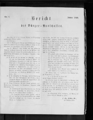 Nr. 6 Bericht des Bürgerausschusses Januar 1860