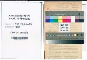 Entnazifizierung Wilhelm Coenen , geb. 30.07.1893 (Baumeister)