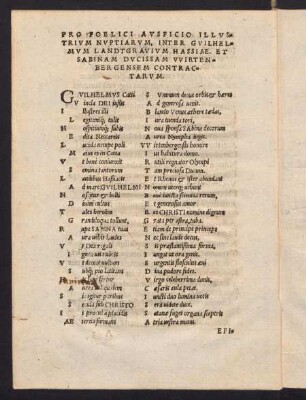A3v, Pro foelici auspicio illustrium nuptiarum [...]