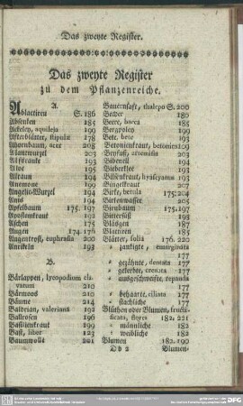 Das zweyte Register zu dem Pflanzenreiche