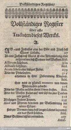 Vollständiges Register über alle Tractaten dieses Wercks.