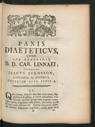 Panis Diaeteticus, ...