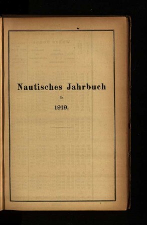 Nautisches Jahrbuch für 1919.